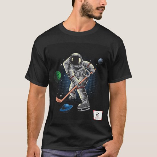 ホッケーの宇宙飛行士ギアデザイン Tシャツ (正面)