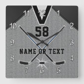 ホッケーの恋人のためのパーソナライズなホッケーの時計のギフト スクエア壁時計 (正面)