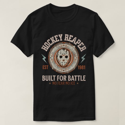 ホッケーの死神は戦うために造られた 恐れも氷もなし Tシャツ (デザイン正面)