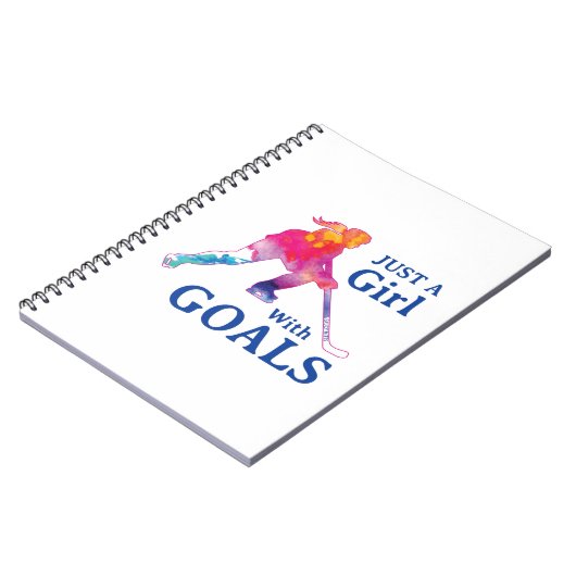 ホッケーの水彩を持つゴールだけの少女 ノートブック (左側)