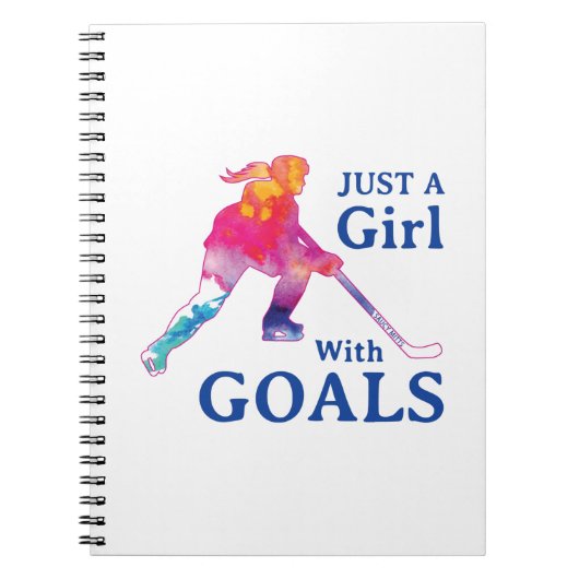 ホッケーの水彩を持つゴールだけの少女 ノートブック (正面)