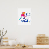 ホッケーの水彩を持つゴールだけの少女 ポスター (キッチン)