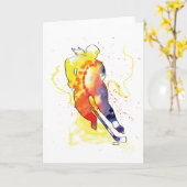 ホッケーの水色グリーティング カード (黄色い花)
