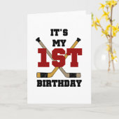 ホッケーの第1誕生日のTシャツおよびギフト カード (黄色い花)