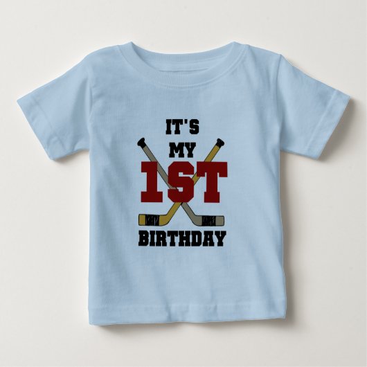 ホッケーの第1誕生日のTシャツおよびギフト ベビーTシャツ (正面)