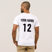 ホッケーの言語タイポグラフィTシャツ、名前及び数 Tシャツ (裏面フル)