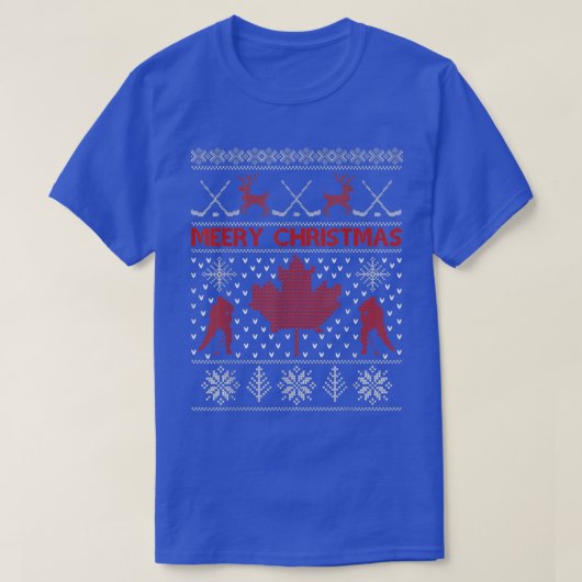 ホッケーの醜いクリスマスセーター Tシャツ (デザイン正面)