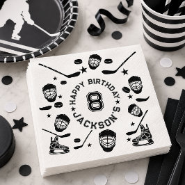 ホッケーの黒と白をテーマにした子供の誕生日パーティー スタンダードカクテルナプキン
