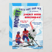 ホッケーはバースデーパーティ招待状を遊ばします 招待状 (正面/裏面)