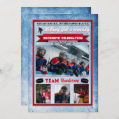 ホッケーをテーマにした写真のクリスマスカード 招待状 (正面/裏面)