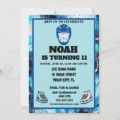 ホッケーをテーマにした子供の誕生日をパーソナライズ 招待状 (正面)