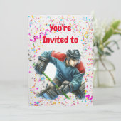 ホッケーをテーマにした誕生日パーティーの招待状 招待状 (スタンド正面)