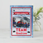 ホッケーをテーマにした1枚の写真のクリスマスカード 招待状 (スタンド正面)