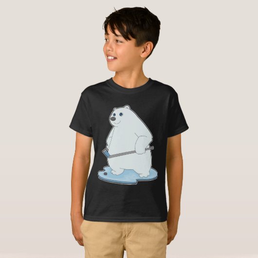 ホッケーアイスホッケースティックのポーラーベアーアイスホッケーアイスホッケースティック Tシャツ (正面フル)