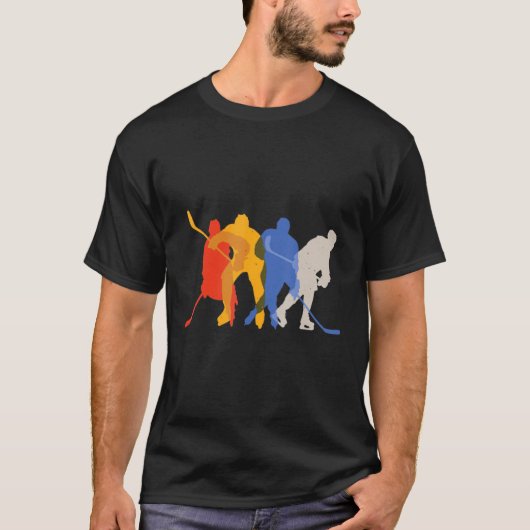 ホッケーアイスホッケーヴィンテージレトロスタイル Tシャツ (正面)
