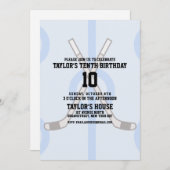 ホッケーアイスリンクスポーツカスタムバースデーパーティー 招待状 (正面/裏面)