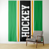 ホッケーアスレチック明るい緑の黒い黄色ストライプ色 タペストリー (インサイチュ)