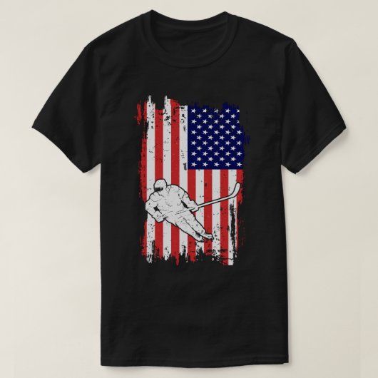 ホッケーアメリカンフラッグ Tシャツ (デザイン正面)