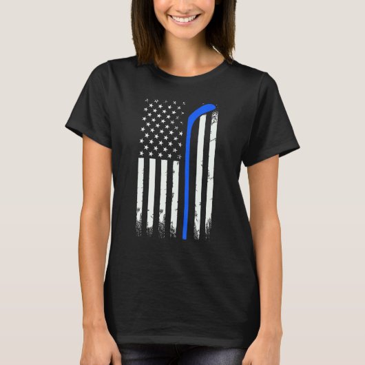 ホッケーアメリカ合衆国国旗のホッケー Tシャツ (正面)