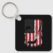 ホッケーアメリカ国旗のスポーツレトロヴィンテージ キーホルダー (正面)