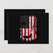 ホッケーアメリカ国旗のスポーツレトロヴィンテージ ポストカード (正面/裏面)