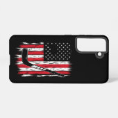 ホッケーアメリカ国旗のスポーツレトロヴィンテージ SAMSUNG GALAXYケース (裏面横)