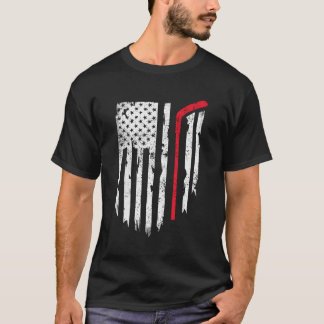 ホッケーアメリカ国旗のホッケー女男性へ性キッズAme Tシャツ