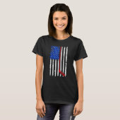 ホッケーアメリカ国旗のホッケー Tシャツ (正面フル)