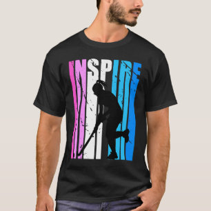 ホッケーインスパイアピンクブルーカラー感動的Motiv Tシャツ