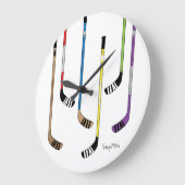 ホッケーカラフルスティックマンケーブルームデコール ラージ壁時計 (傾斜)