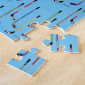 ホッケーカラフルスティック青い背景 ジグソーパズル (側面)