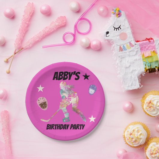 ホッケーカラフルプレーヤー紙プレート ペーパープレート (パーティー)