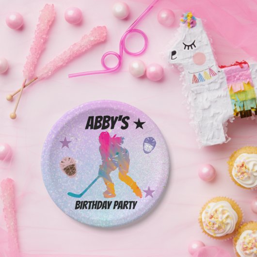 ホッケーカラフルプレーヤー紙プレート ペーパープレート (パーティー)