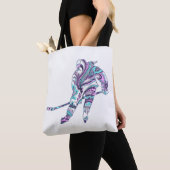 ホッケーガールスケーターシルエットペイズリー トートバッグ (クローズアップ)