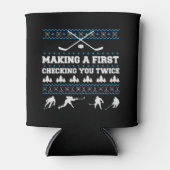 ホッケーギフトクリスマスクリスマス醜いスウェットシャツスポーツ 缶クーラー (正面)