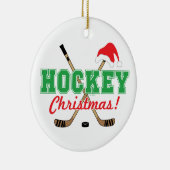 ホッケークリスマスホッケーサンタハットを貼る セラミックオーナメント (右)