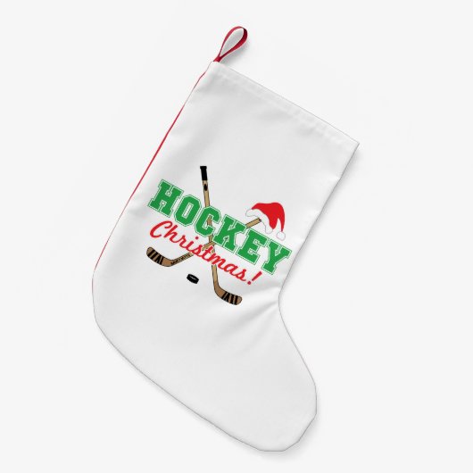 ホッケークリスマスホッケースティックスサンタハット スモールクリスマスストッキング (正面 (吊り時))