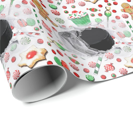 ホッケークリスマスホリデーギフト ラッピングペーパー (ロールコーナー)