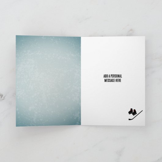 ホッケークールをテーマにしたアイテクスオス誕生日 カード (内部)