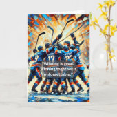 ホッケーグリーティングカード – 「一緒に勝つ」 カード (黄色い花)