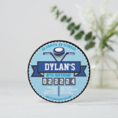 ホッケーゲームスポーツ子供の誕生日パーティーラウンド 招待状 (スタンド正面)