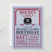 ホッケーゲーム,ネットパックとスティック,誕生日パーティー 招待状 (正面)
