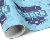 ホッケーコーチクリスマスクリスマスプレゼントラップ、青 ラッピングペーパー (ロールコーナー)