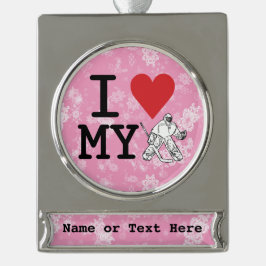 ホッケーゴアリーのクリスマスオーナメントカスタムが大好き シルバープレートバナーオーナメント