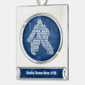 ホッケーゴアリータイポグラフィカスタムクリスマスオーナメント シルバープレートバナーオーナメント (左)