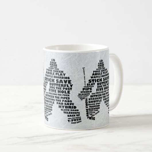 ホッケーゴアリータイポグラフィマグ コーヒーマグカップ (正面右)