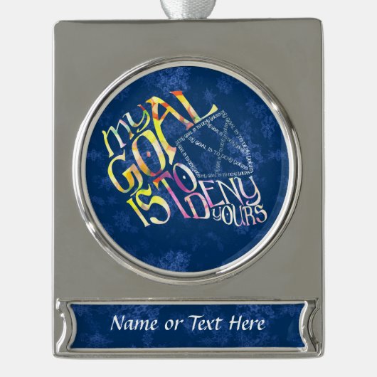 ホッケーゴアリーマスクカリグラムクリスマスオーナメント シルバープレートバナーオーナメント (正面)