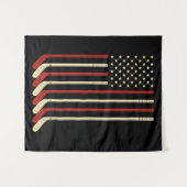 ホッケーゴアリーUSA国旗ホッケースティックアイスホッケー タペストリー (正面(横))