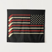 ホッケーゴアリーUSA国旗ホッケースティックアイスホッケー タペストリー (正面(横))