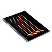 ホッケーゴアリーUSA国旗ホッケースティックアイスホッケー ノートブック (右側)